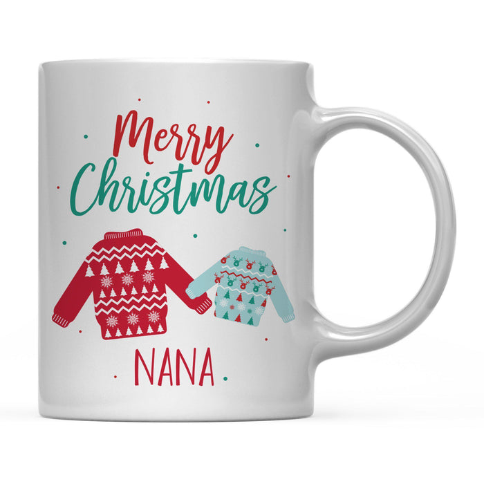 Andaz Press 11oz Family Fair Isle Ugly Sweater Coffee Mug-Set of 1-Andaz Press-Grandma Nana Merry Christmas-