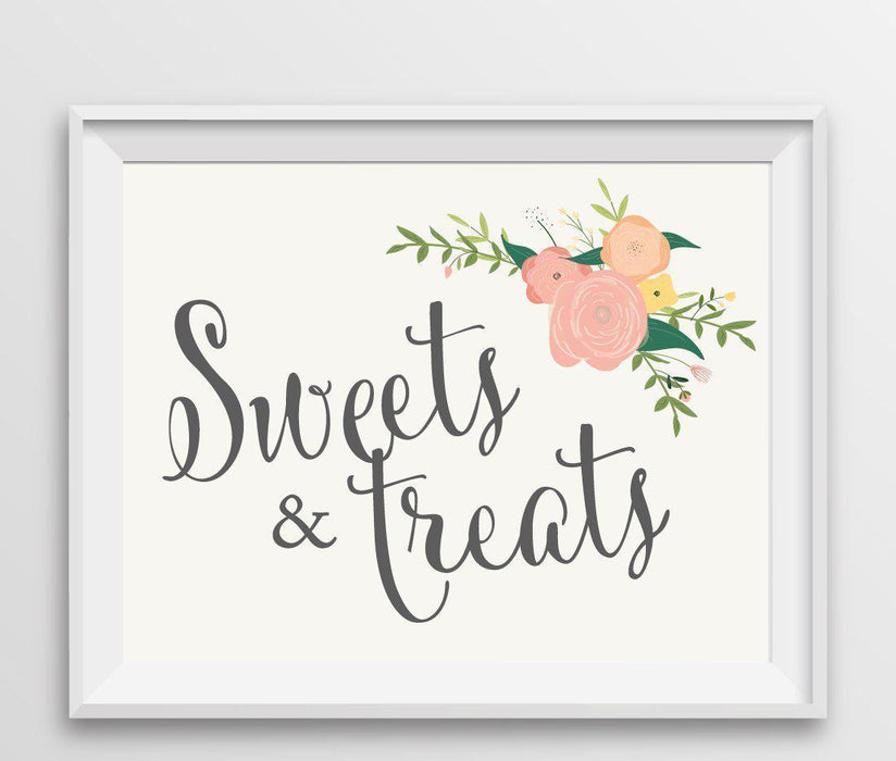 Floral Roses Wedding Favor Party Signs-Set of 1-Andaz Press-Sweets & Treats-