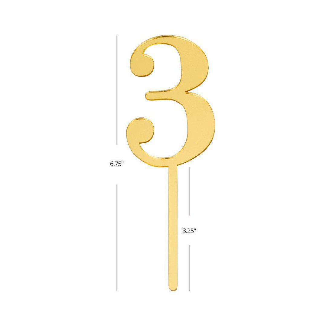 Gold Mirror Acrylic Cake Topper Numbers 0-9, Custom Make Any Birthday