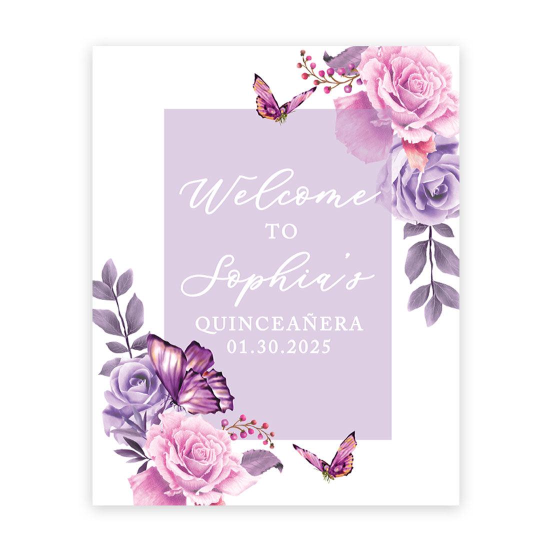 Large Custom Quinceañera Welcome Sign, Canvas Sign for Sweet 15