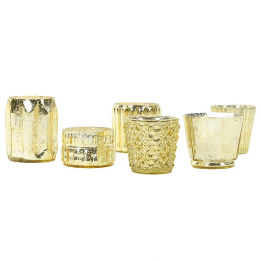 48Pcs Gold Votive Candle Holders Ribbed Tea Lights Candle Holders Bulk for  Table