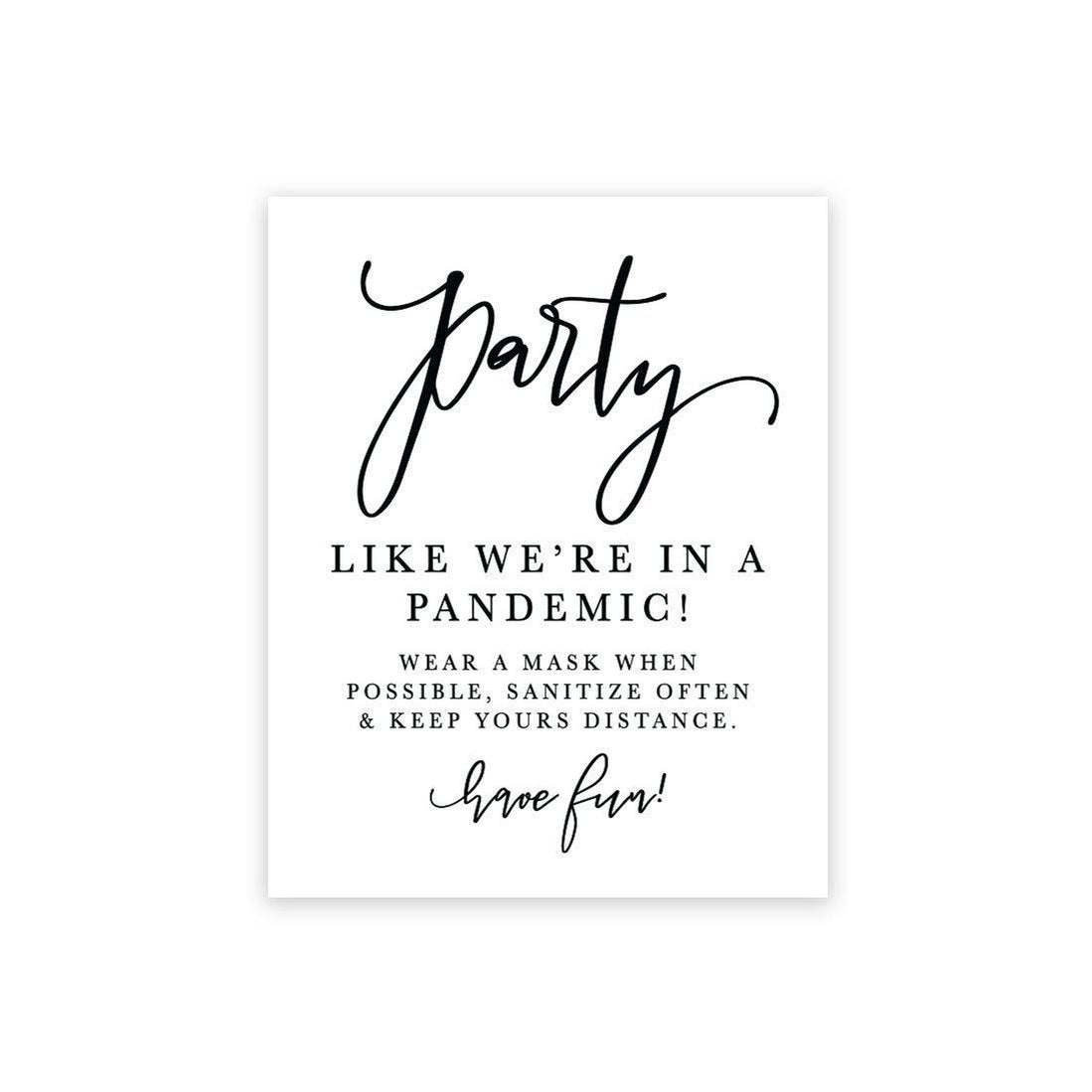 Social Distance Canvas Wedding Party Signs, Formal Black and White Can
