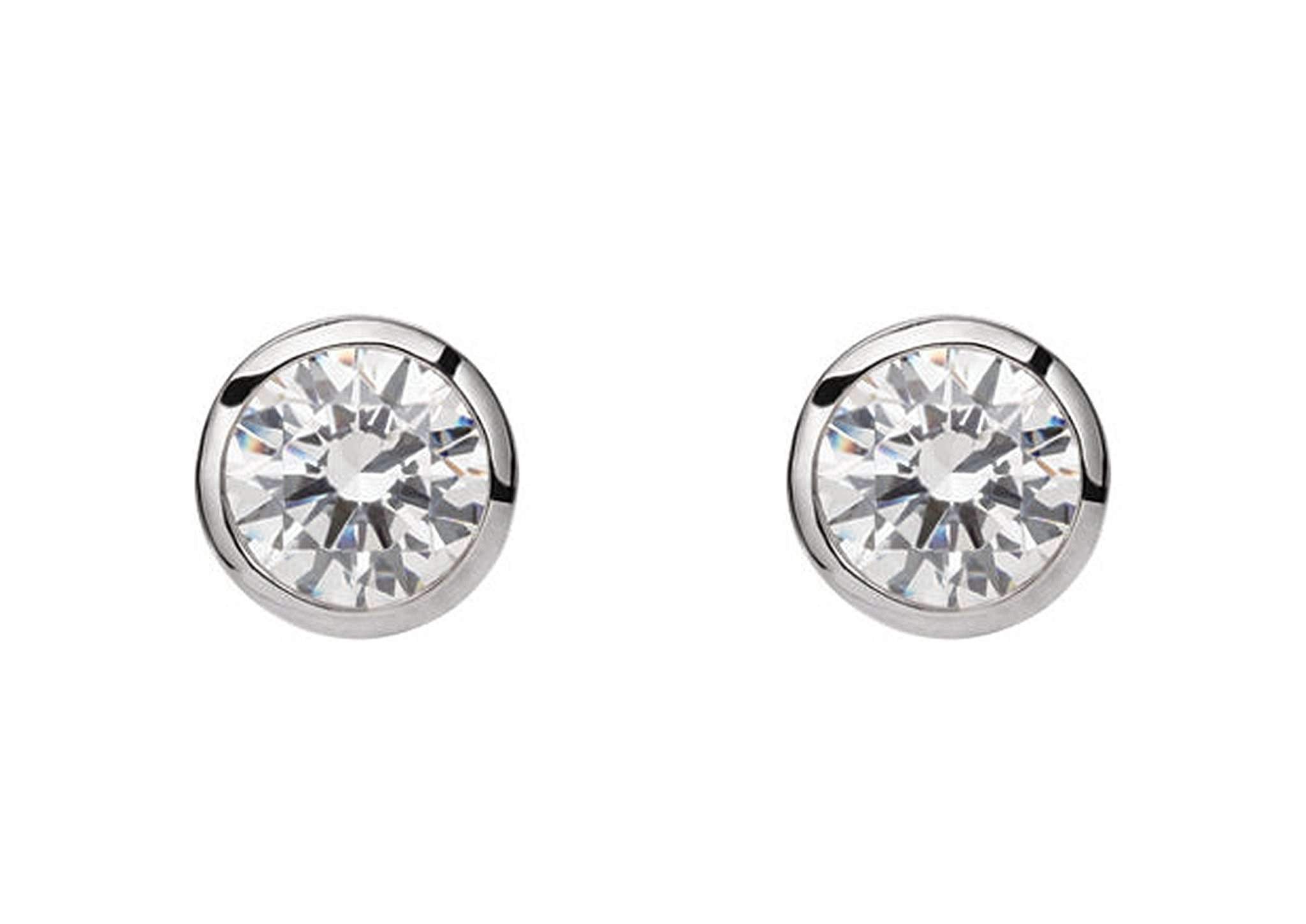 Round Bezel Diamond Studs, Platinum – Jens Hansen