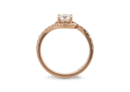 Custom Bypass Halo Lab Grown Diamond Ring, Red Gold