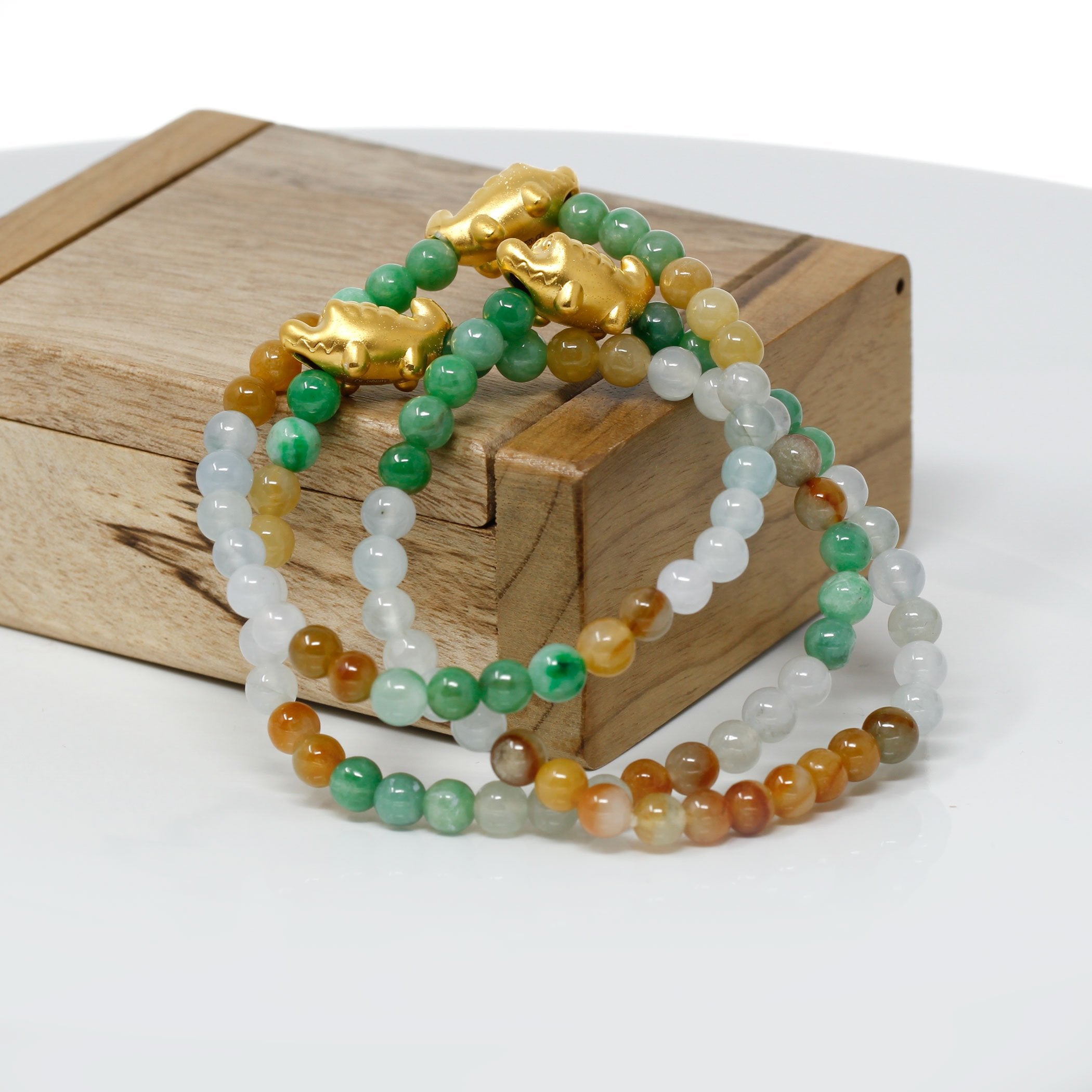 Dyed Green Jade 14kt Yellow Gold Bracelet  Costco