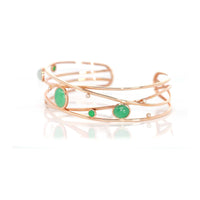 Baikalla Jewelry Gold Jade Bracelet 18k Rose Gold Oval Bracelet Bangle with Jadeite Jade & Diamonds