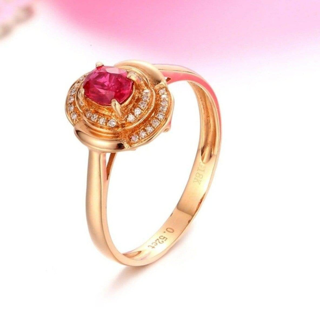Baikalla™ 18k Rose Gold & Natural A Ruby (1/2 ct ) Ring With Diamonds-Baikalla Happy Valley Oregon