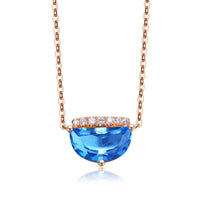 Baikalla™ "Jean" 18K Gold Genuine Topaz Necklace W/Diamonds "My other Half is You" Collection-Baikalla Happy Valley Oregon