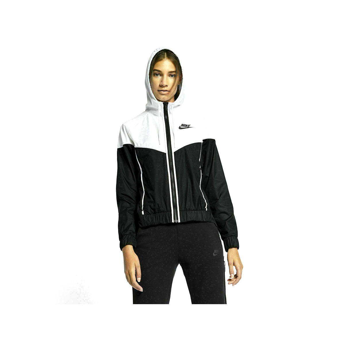 nike women's black and white windbreaker