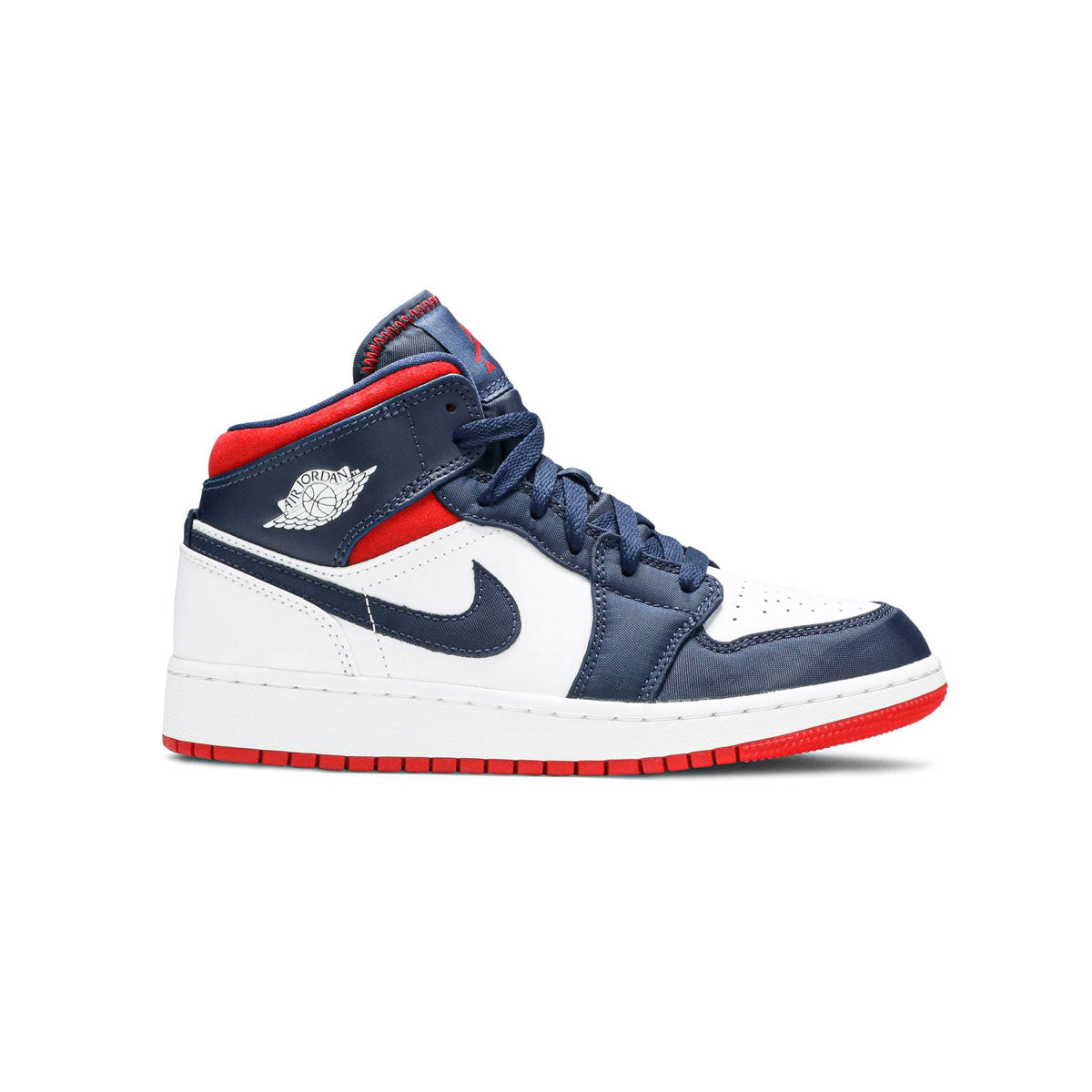 jordan 1 mid red white and blue