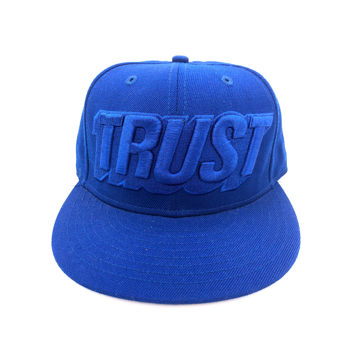 New Era X Secret Society 59fifty Triple Blue Trust Logo Fitted Hat Blu Kickzstore