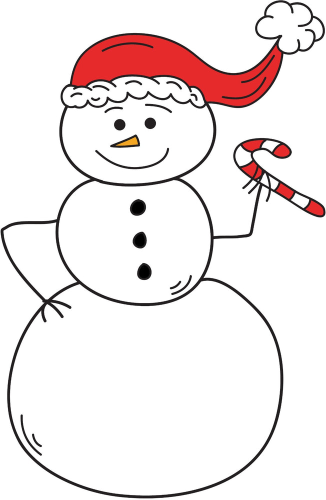 Snowman Holding A Candy Cane Christmas Coloring Page Printable Digital