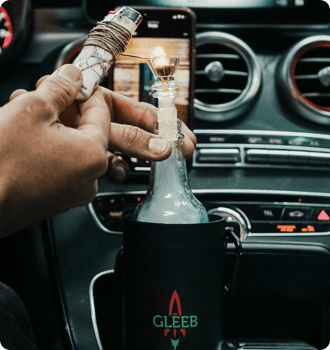 Gleeb glass gravity bong in car