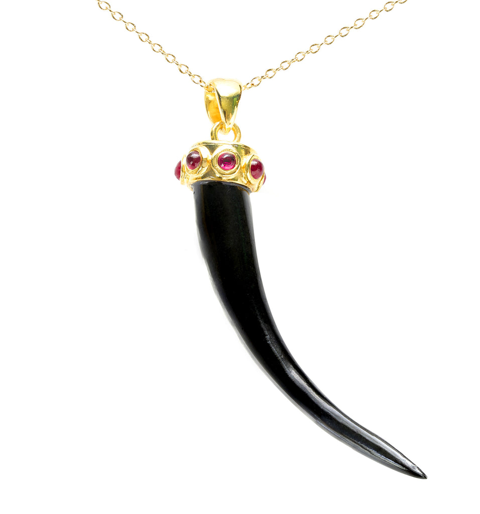 Black Jade Ruby Claw Pendant - Suz Somersall