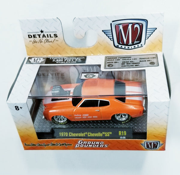 M2 Machines 1970 Chevrolet Chevelle SS Holley Ground Pounders R19 Orange 1:64