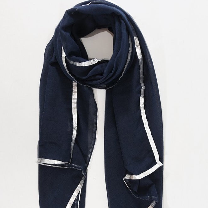 navy and silver scarf