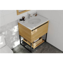 Load image into Gallery viewer, LAVIVA Alto 313SMR-30CO-PW 30&quot; Single Bathroom Vanity in California White Oak with Pure White Phoenix Stone, White Oval Sink, Rendered Angled View