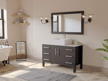 Load image into Gallery viewer, Cambridge Plumbing 8116 48&quot; Single Bathroom Vanity in Espresso with White Porcelain Top and Vessel Sink, Matching Mirror, Rendered