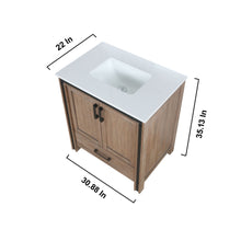 Load image into Gallery viewer, Lexora Ziva LZV352230SNJS000 30&quot; Single Bathroom Vanity in Rustic Barnwood with Cultured Marble, Integrated Sink, Vanity Dimensions