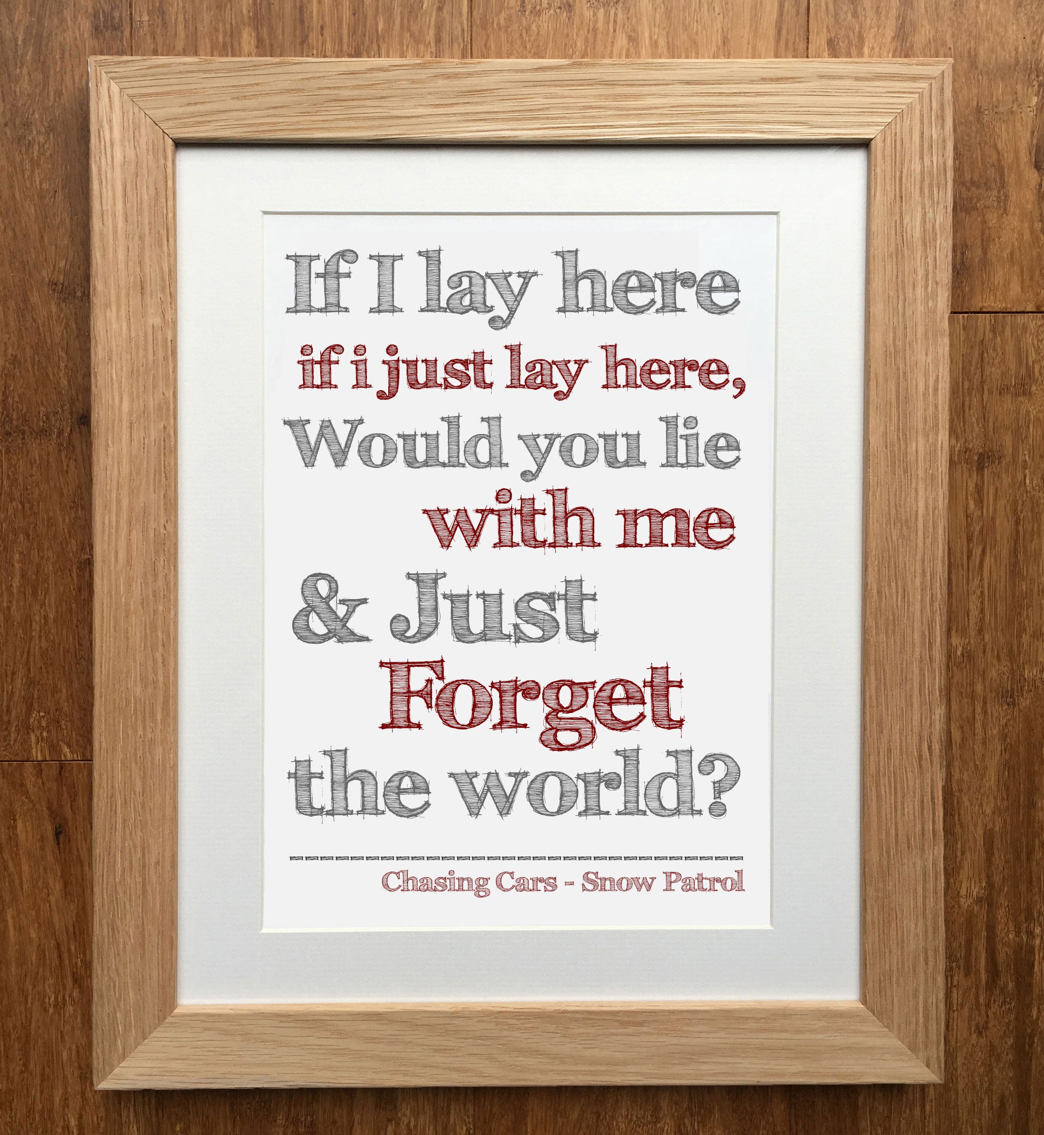 Download EllieBeanPrints Chasing Cars Snow Patrol Lyrics Print