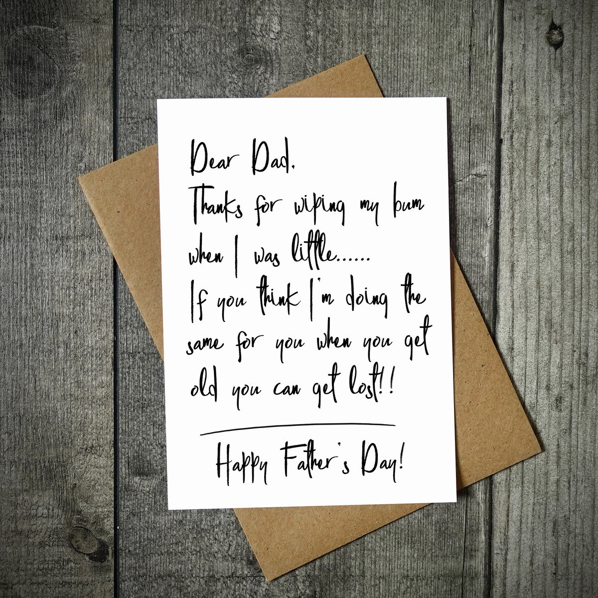 Dear Dad Thanks For Wiping My Bum Father's Day Card - EllieBeanPrints