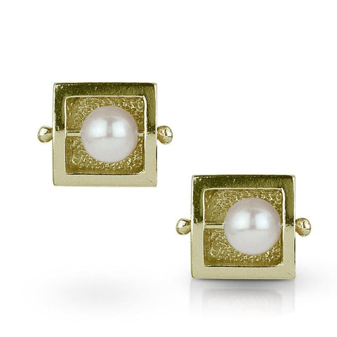 Square Abacus Pearl Earring by Danielle Miller