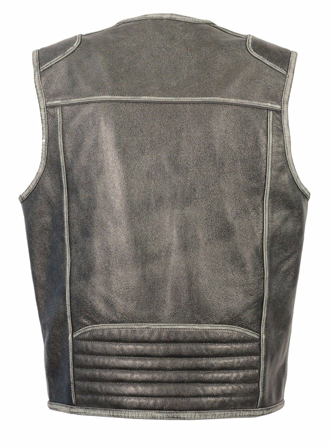 Men's Distressed Grey Leather Vest W/Gun Pockets | Maine-Line Leather