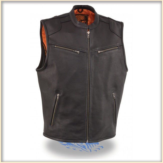 Men’s Zipper Front Leather Vest w/ Cool Tec Leather | Maine-Line Leather