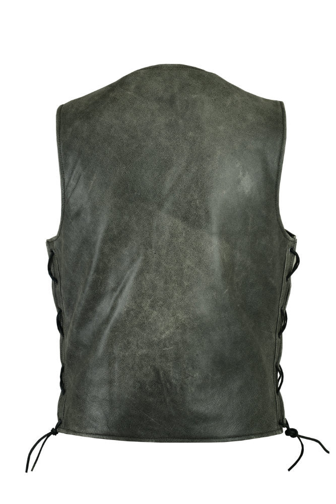 Men's Gray Single Back Panel Concealed Carry Vest | Maine-Line Leather