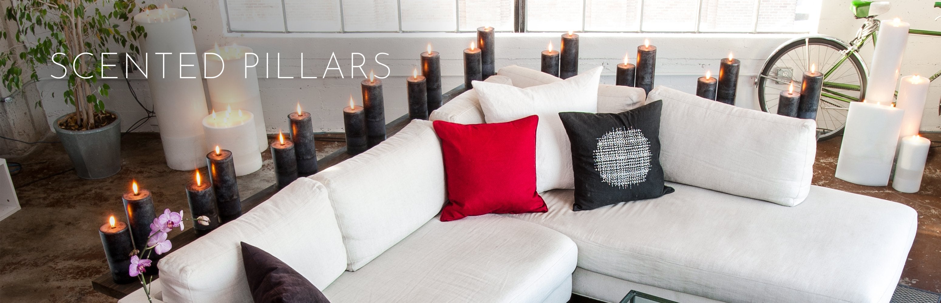 Stone Candles Scented Pillars Collection Banner