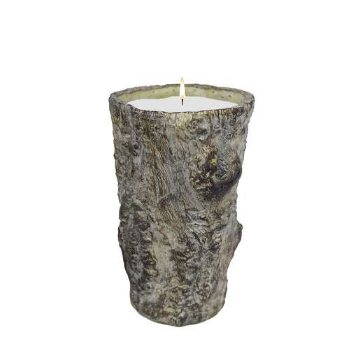 Faux Bois Cement Log Planter - 21oz Candle