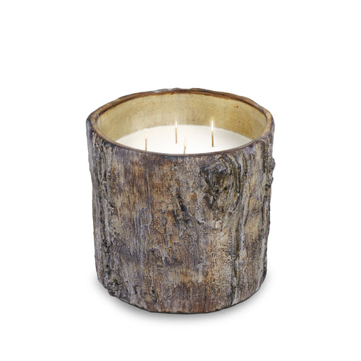 Faux Bois Cement Log Planter - 21oz Candle