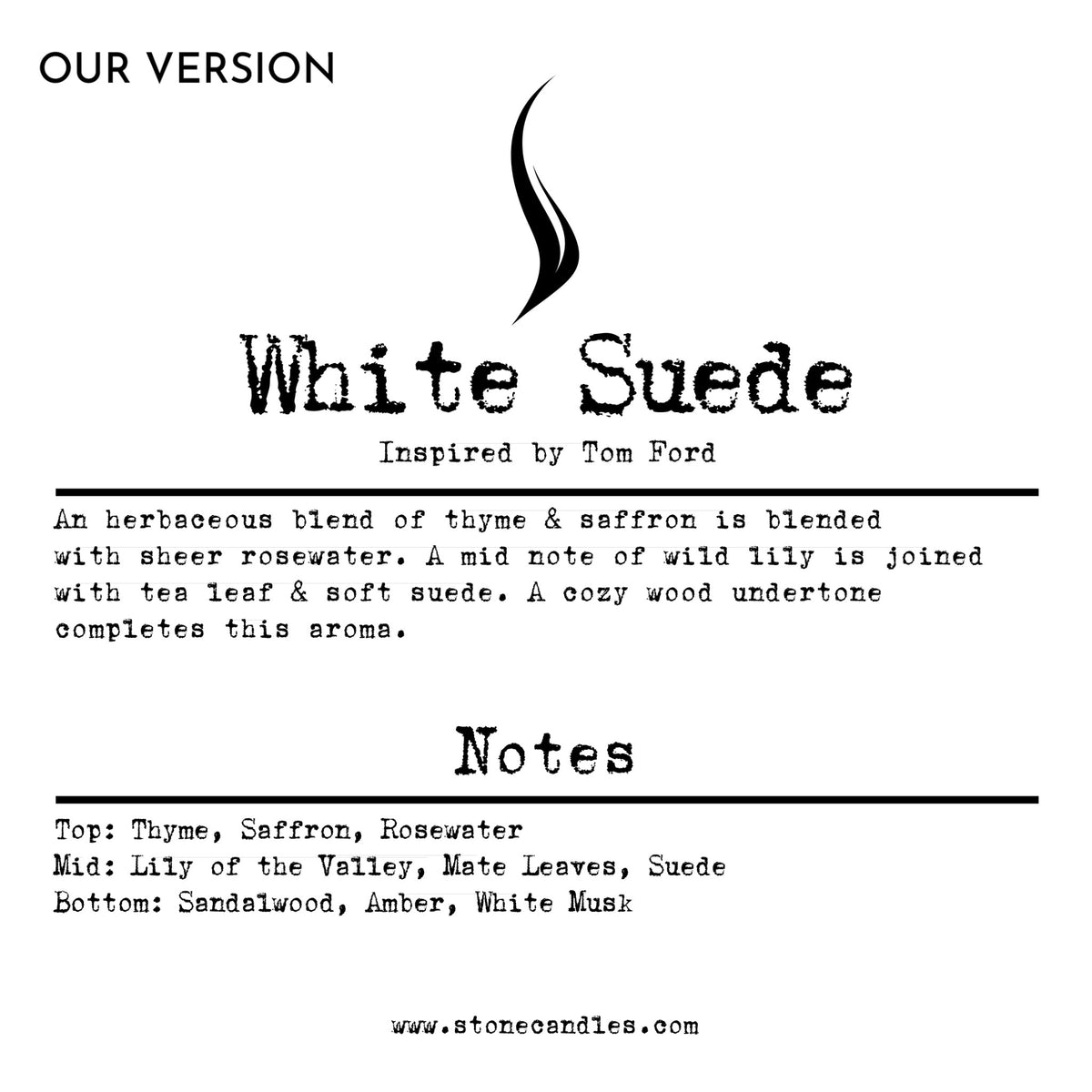 White Suede (our version) Sample Scent Strip — Stone Candles