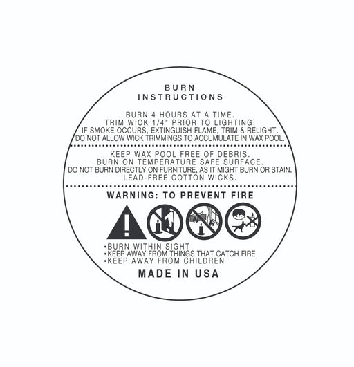 candle warning stickers 1.5 inch round