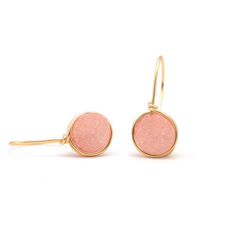 peach druzy earrings