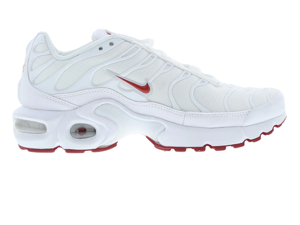white and red nike tn