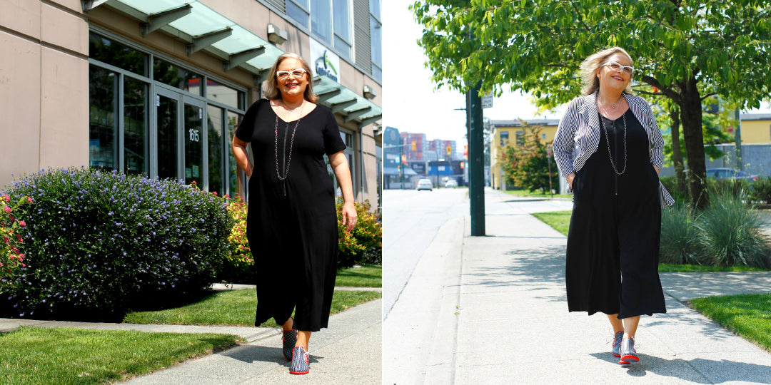 Barb Wilkins wears outfits by Diane Kennedy; Vancouver designer