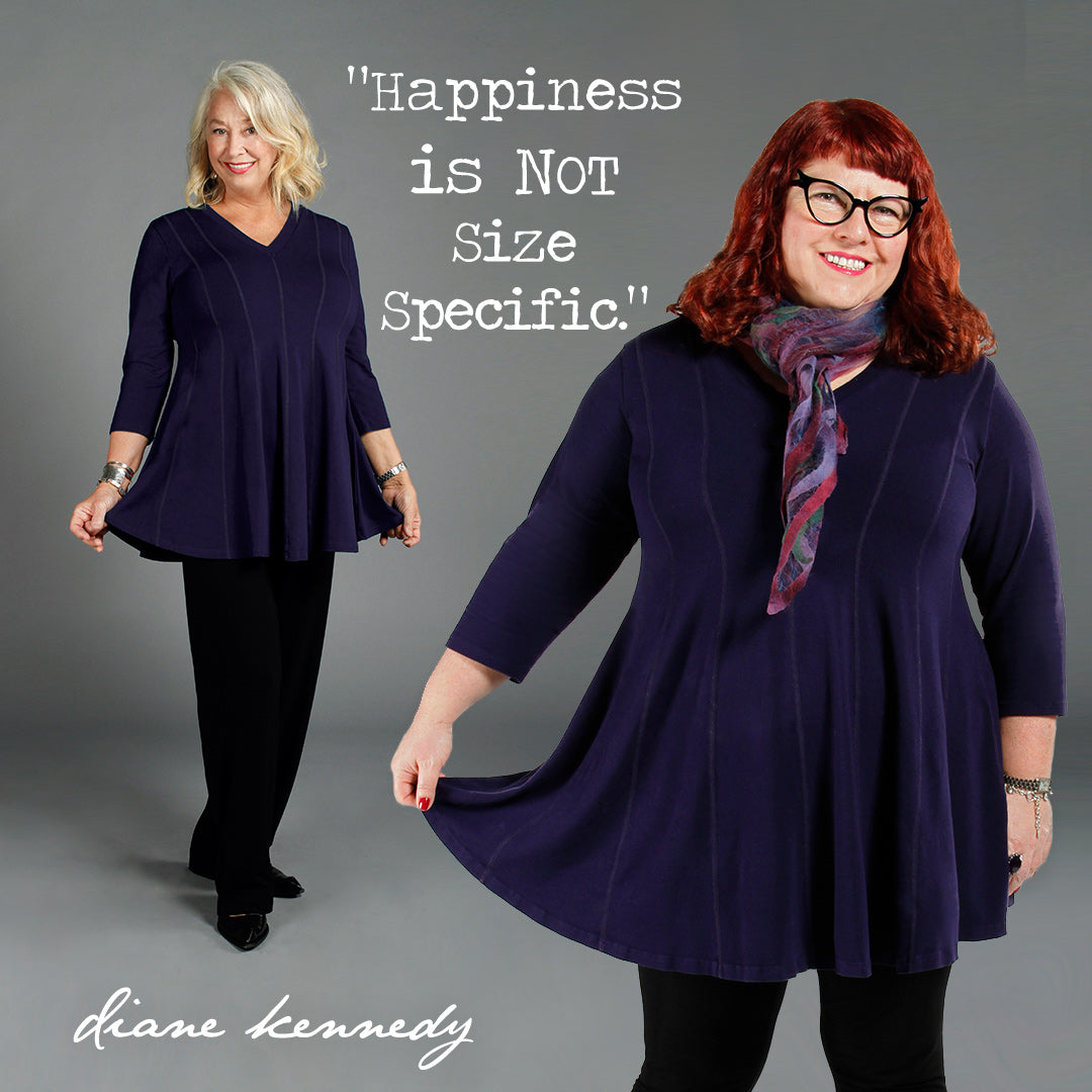Designer Diane Kennedy's message is "Happiness is not size specific"