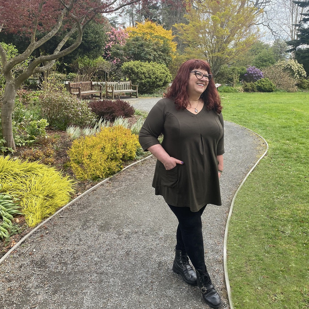 Canadian fashion designer Diane Kenndy visiting the garden of Government House in Victoria