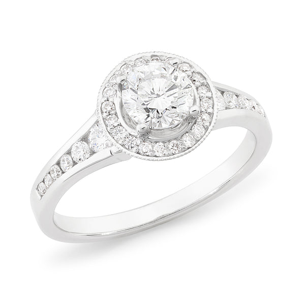 18ct White Gold Halo Diamond Ring  REGENCY JEWELLERS