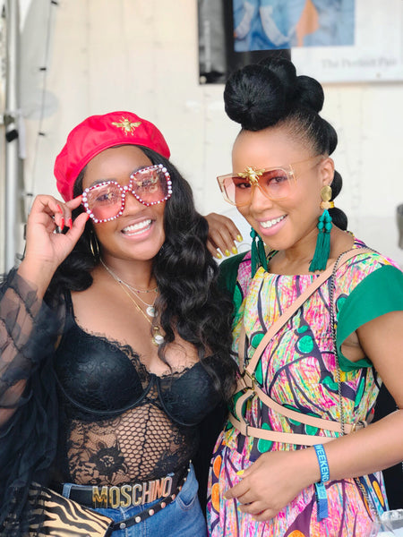 samantha smikle of nroda and tiffany battle of Werk! Place nroda eyewear at afropunk 2018 