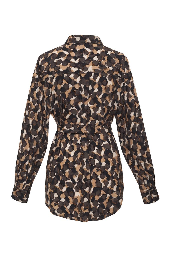 Printed Shirt Dress Chocolate Winter – Gold Hawk Clothing