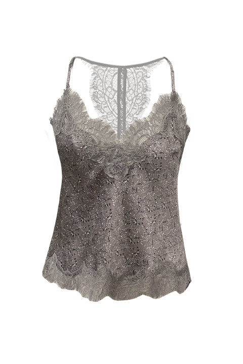 silver lace camisole top