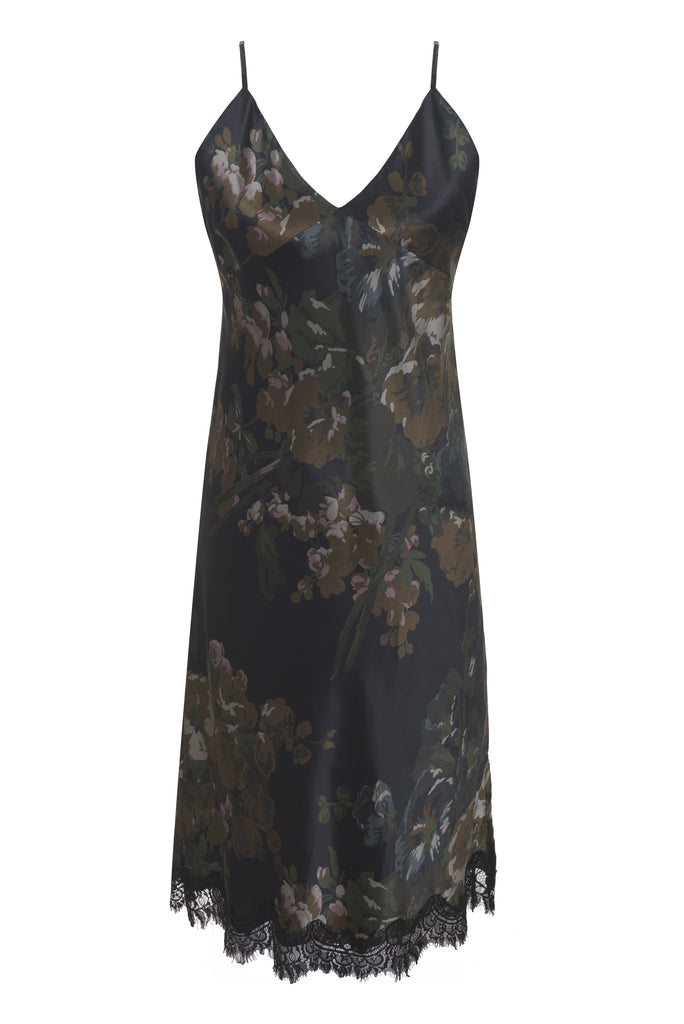 Dolce & Gabbana Dark Green Velvet Contrast Lace Trim Slip Dress L Dolce &  Gabbana