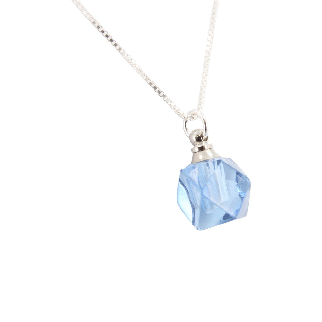 Faceted Blue Crystal Essential Oil Diffuser Necklace, #6618-ss - Zoe ...