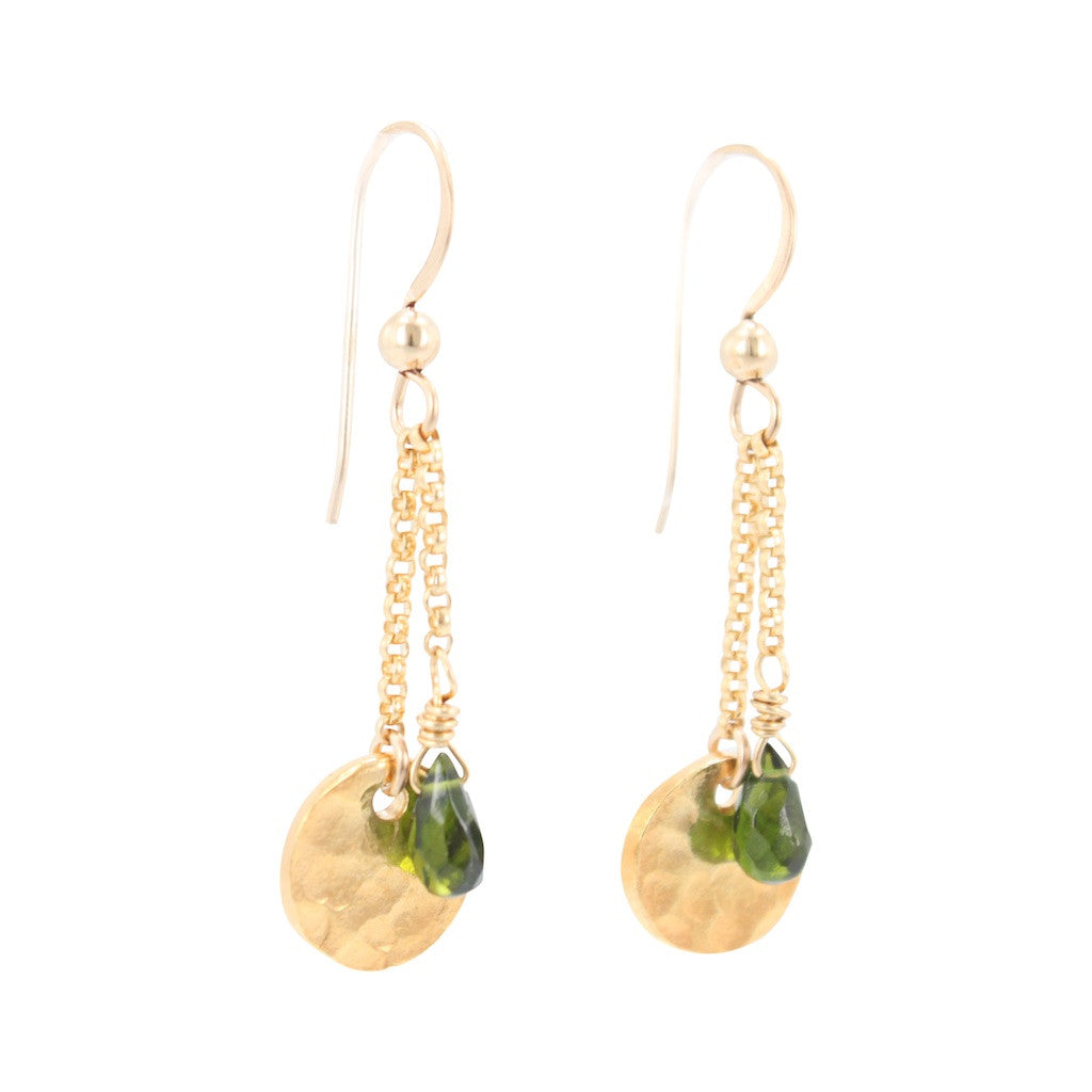 Green Briolette and Gold Dangle Earrings, #6622-yg - Zoe and Piper