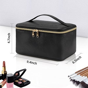 Brown LARGE MAKEUP BAG with dividers PORTABLE FOR TRAVEL 64F – Joligrace