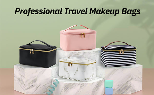 Large Makeup Bag - Travel Toiletry Bag For Women - Large Makeup Pouch -  Nylon Cosmetic Pouch Bag - Makeup Organizer - Big Makeup Bag Preppy Make Up