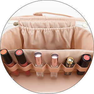 BIVIZKU GADZHI Large Portable Makeup Bag Portable Travel Cosmetic Bag for Women Girls Gift Makeup Pouch Portable Zipper Bag (Pink)
