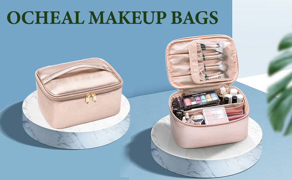 Large Portable Makeup Bag with Toiletries Brushes Slots and Divider-Pi –  Relavel